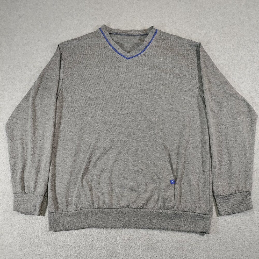 Champion Gray V Neck Long Sleeve Pullover Mens Large* Gray Pocket Lightweight